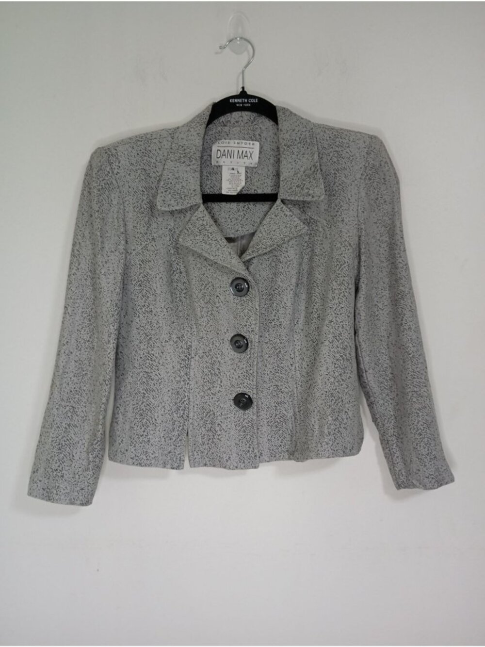 Lois Snyder Dani Max Womens Button-Up Jacket Gray Textured Petite Size 4